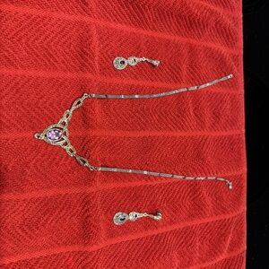 Amethyst marquisite necklace and earrings